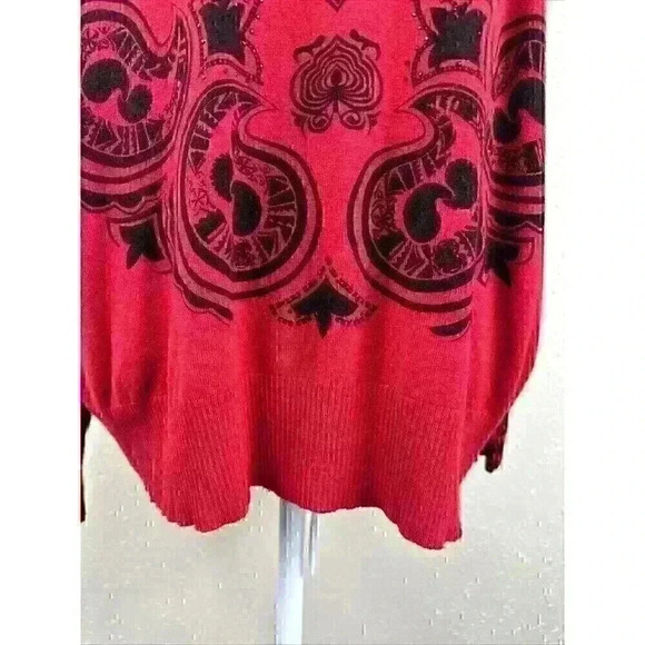 Desigual Red and Black Turtleneck Oversized Portland Sweater  Embellishment SZ L - Picture 2 of 14